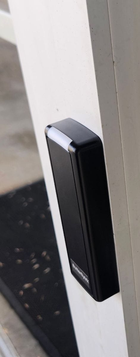 ButterflyMX exterior entry reader at the downtown Spartanburg apartment property